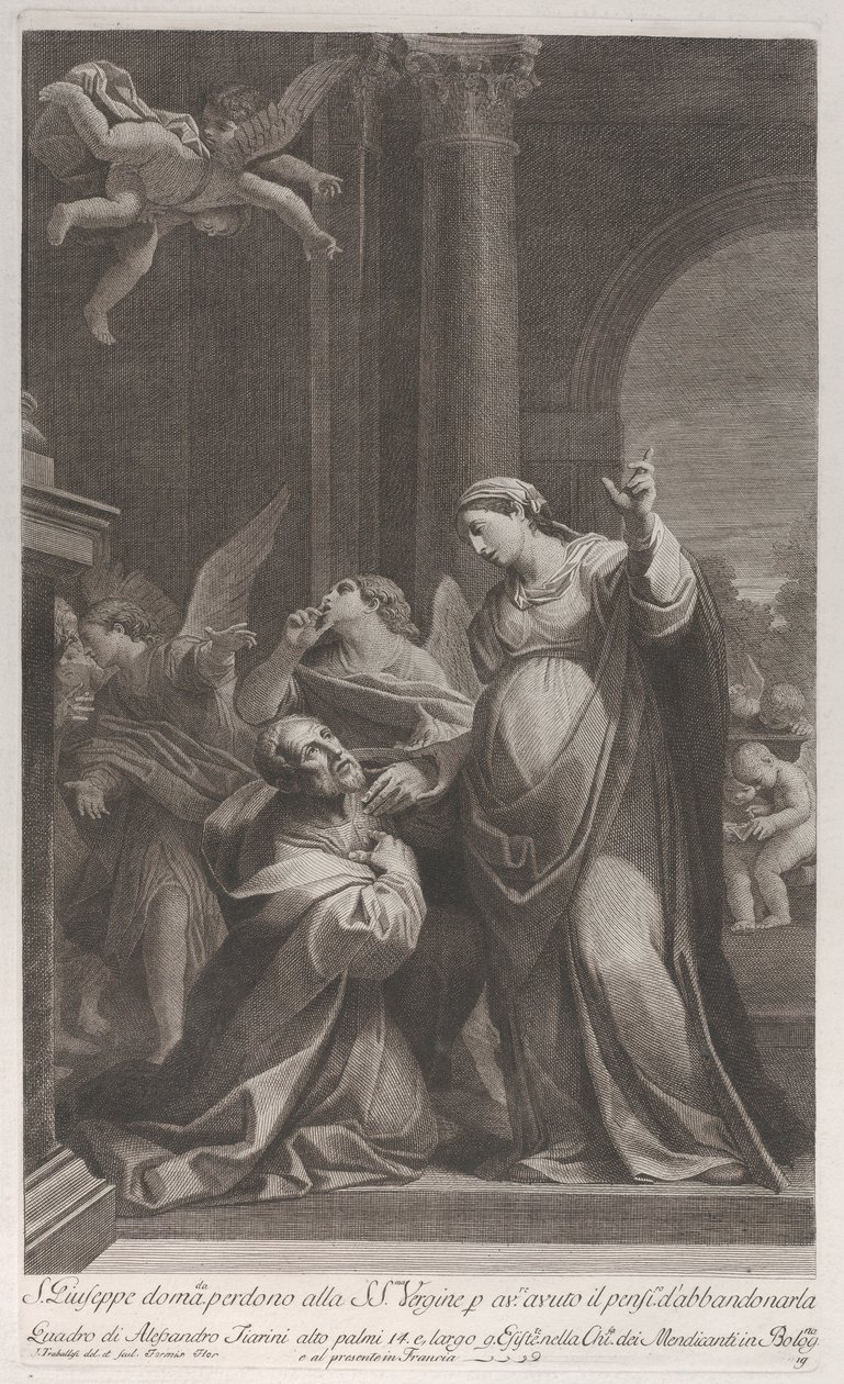 Sint Jozef vraagt de Maagd om Vergiffenis voor het Denken aan Verlaten, 1760-1800 door Giuliano Traballesi