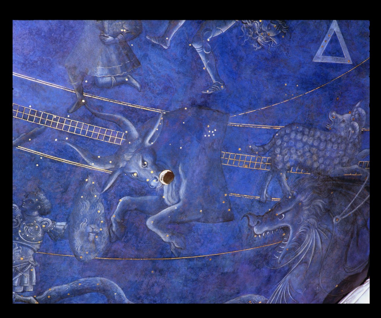 Het Pad van de Zon door de sterren op de nacht van 4 juli 1442, detail van Stier (detail) door Giuliano dArrighi Pesello