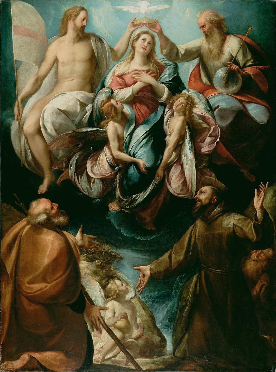 Kroning van de Maagd met Heiligen Jozef en Franciscus van Assisi door Giulio Cesare Procaccini