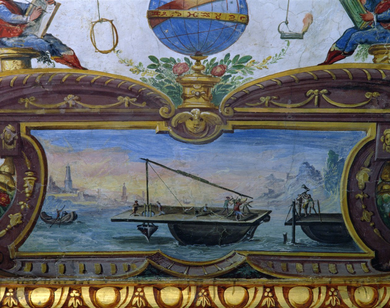 Apparaat voor het baggeren van de zee, Stanza della Mattematica, 1587-1609 door Giulio Parigi