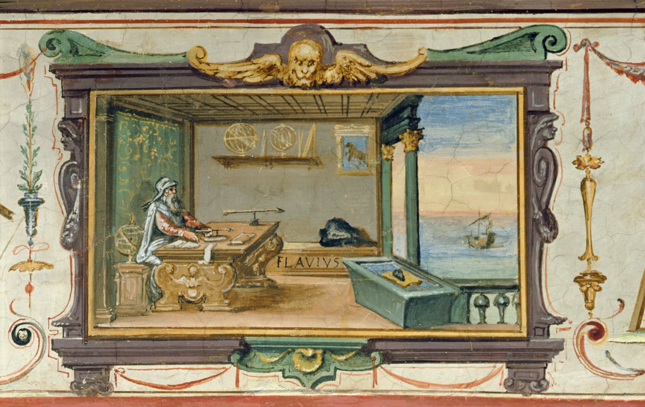 Flavio Gioia van Amalfi, uitvinder van het kompas, Stanza della Mattematica, 1587-1609 door Giulio Parigi
