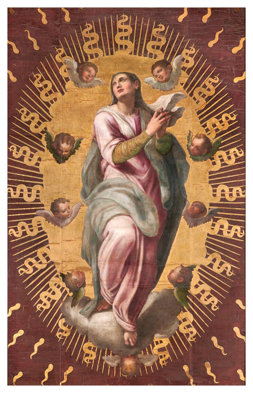 Sacristie van de Kanunniken, Giulio Campi 1568, Banier van de Hemelvaart door Giulio Campi