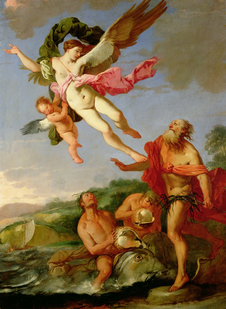 Neptunus achtervolgt Coronis, 1665-70 door Giulio Carpioni