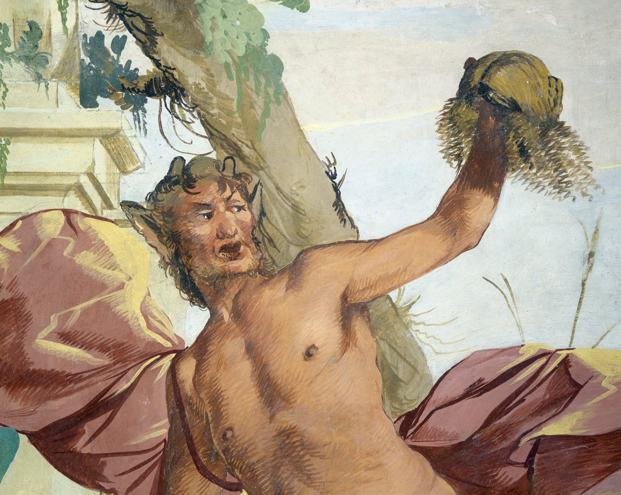 Nimf Corsica achtervolgd door Satyr die haar pruik aftrekt door Giulio Carpioni door Giulio Carpioni