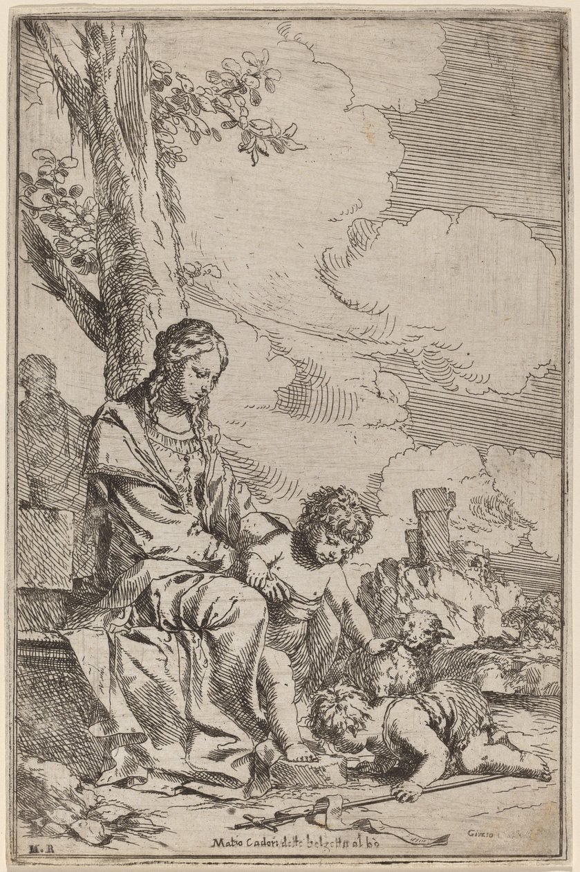 De Maagd en het Kind met Sint Jan de Doper door Giulio Carpioni