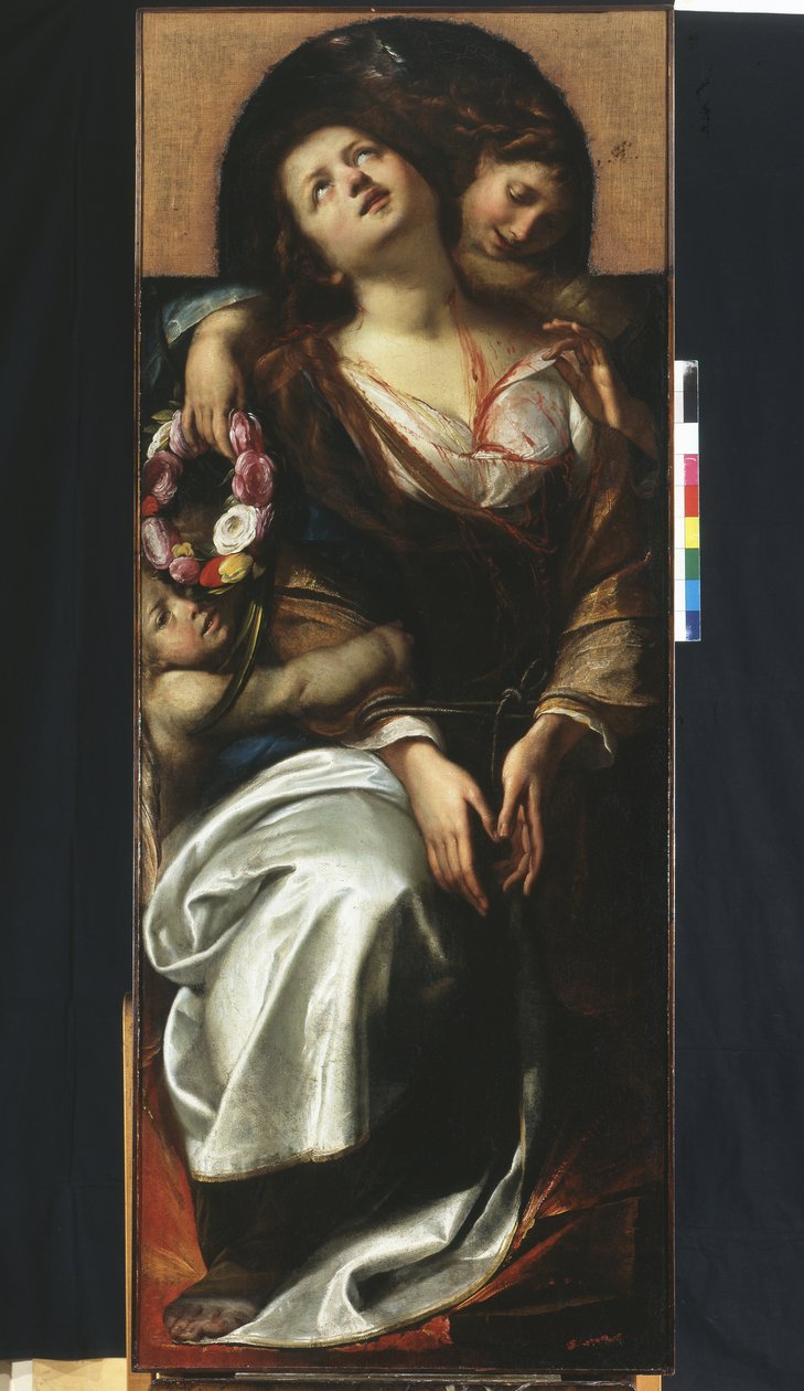 St. Cecilia met twee engelen door Giulio Cesare Procaccini