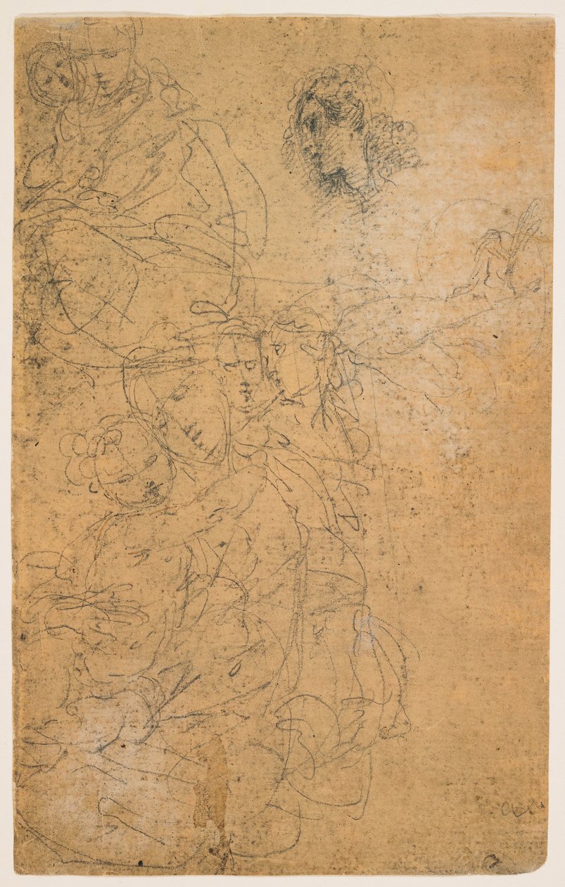 Studien der Madonna mit Kind (recto); Kniende Jungfrau (verso) door Giulio Cesare Procaccini