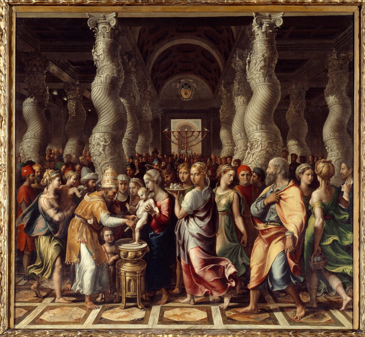 Besnijdenis Religieuze ceremonie voor de besnijdenis van Christus. Schilderij door Giulio Pippi de 