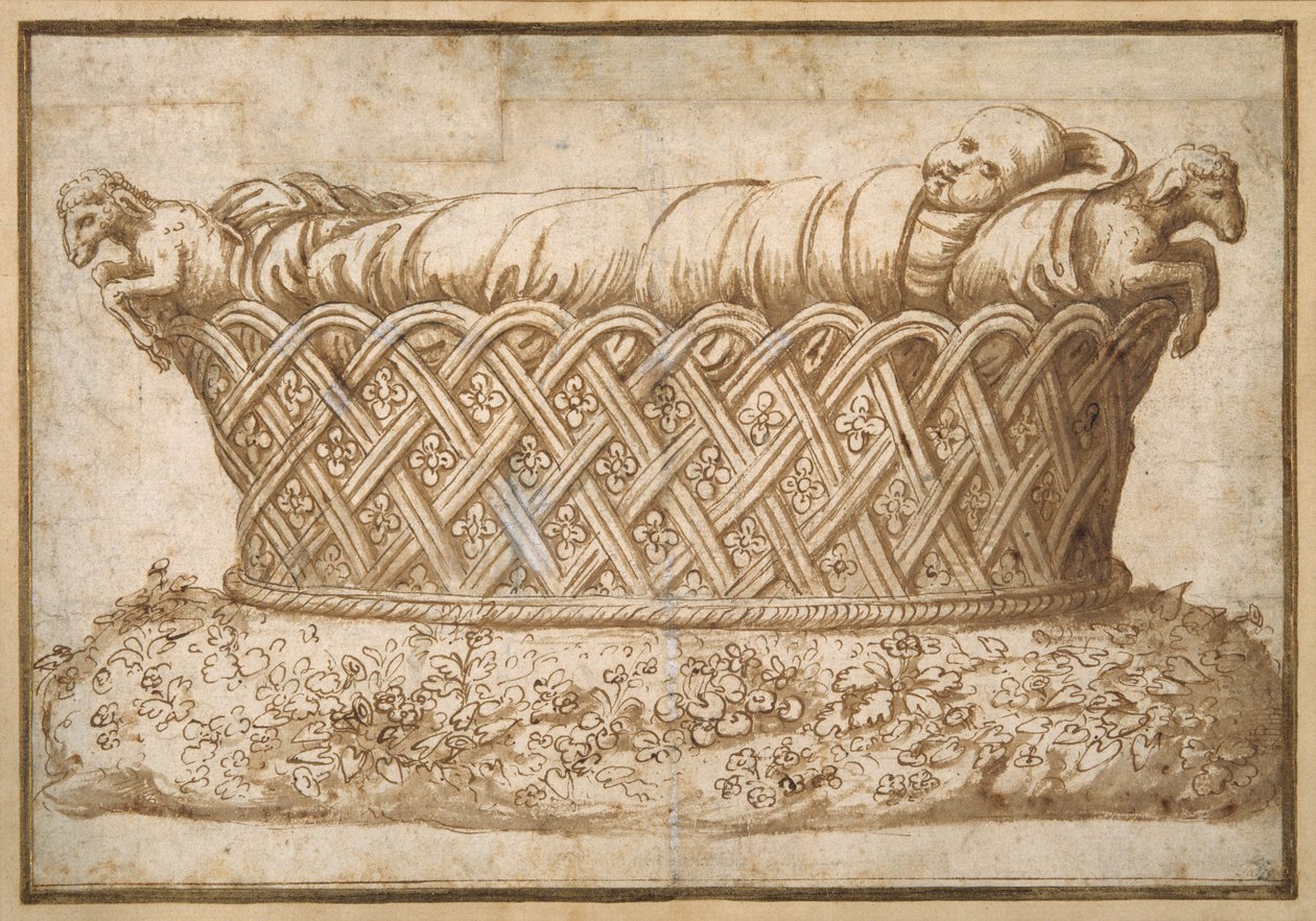 Ontwerp voor een kindergraf door Giulio Romano