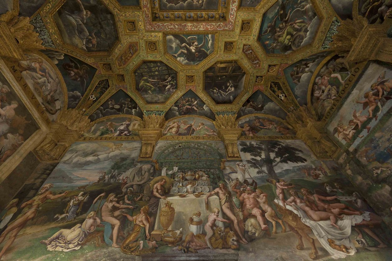 Fresco detail uit de Kamer van Amor en Psyche, 1526-1534 door Giulio Romano