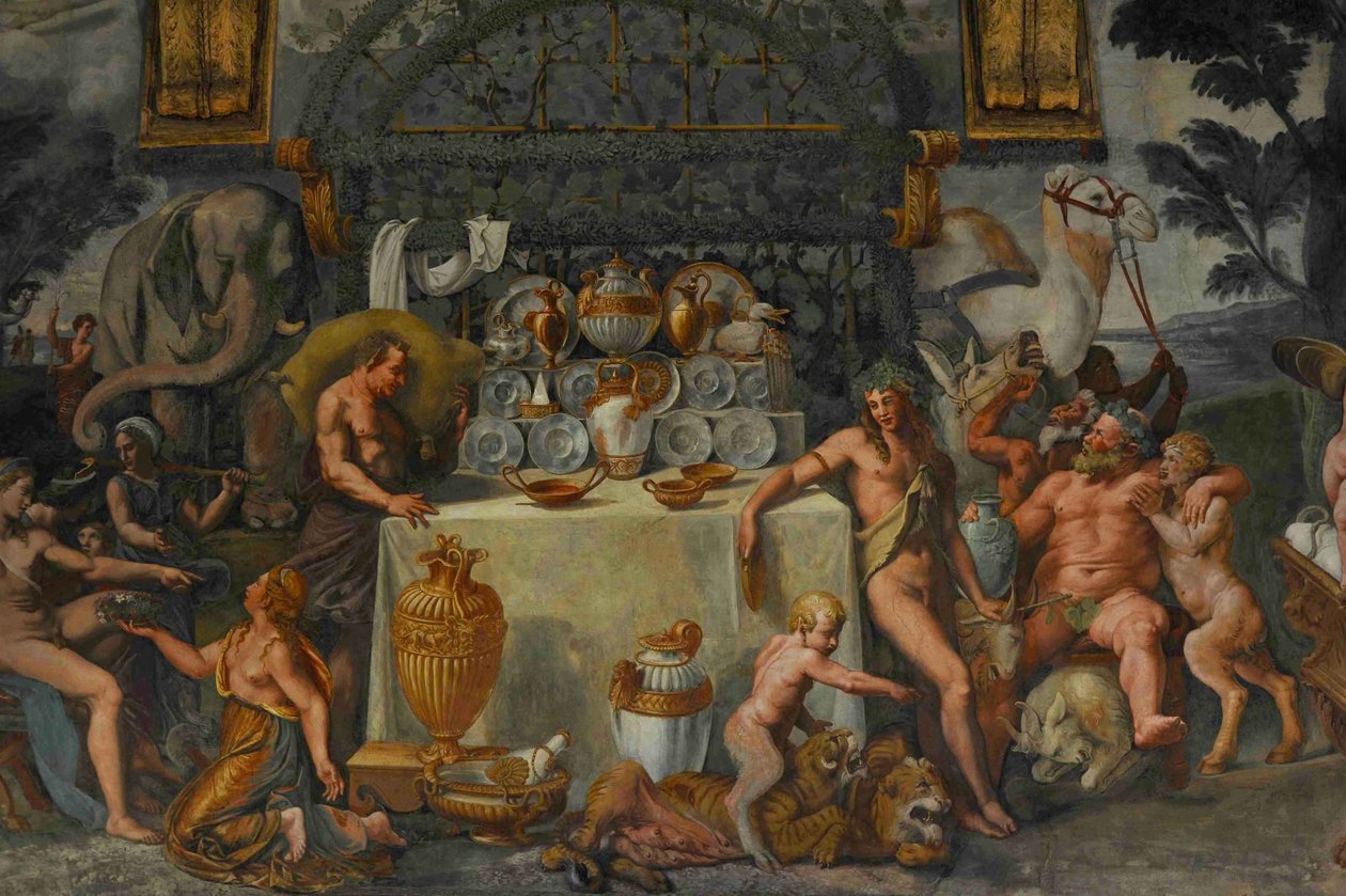 Fresco detail uit de Kamer van Amor en Psyche, 1526-1534 door Giulio Romano