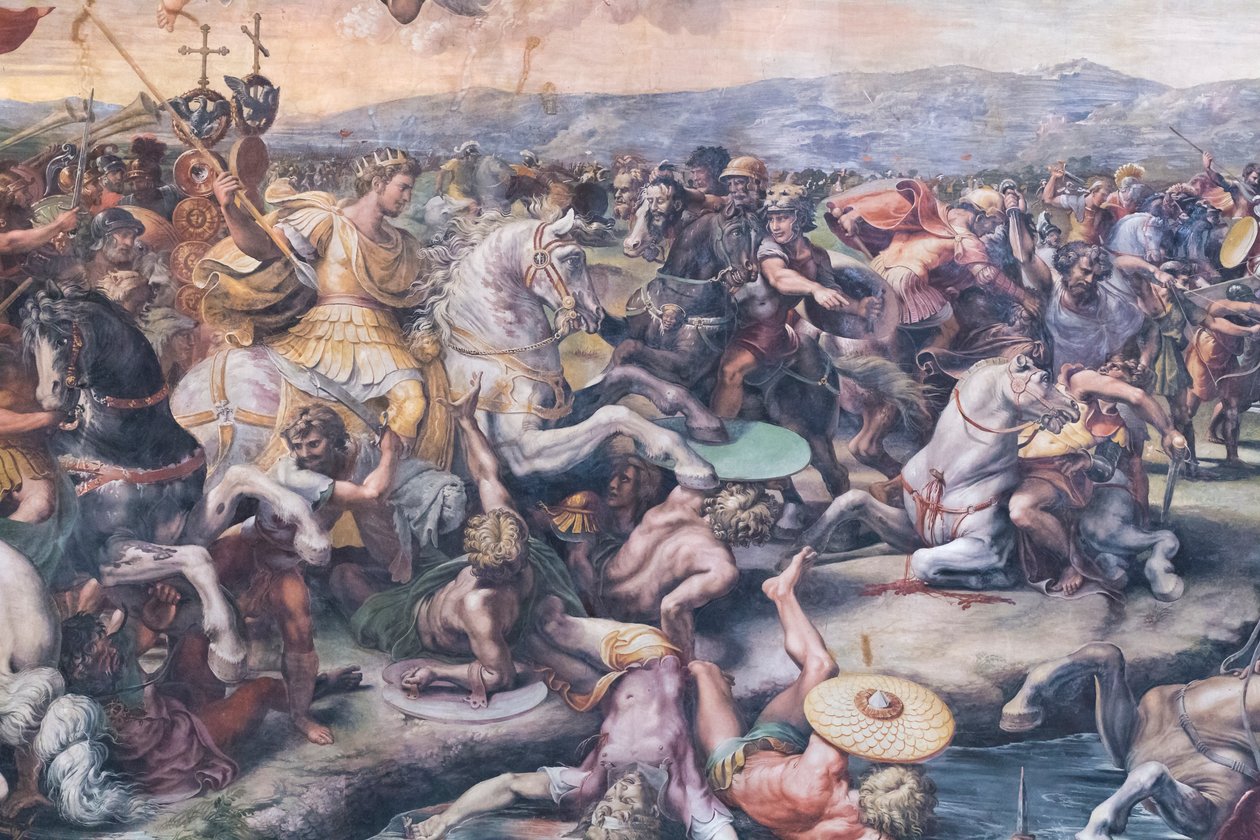 De Slag bij de Milvische Brug (detail) door Giulio Romano