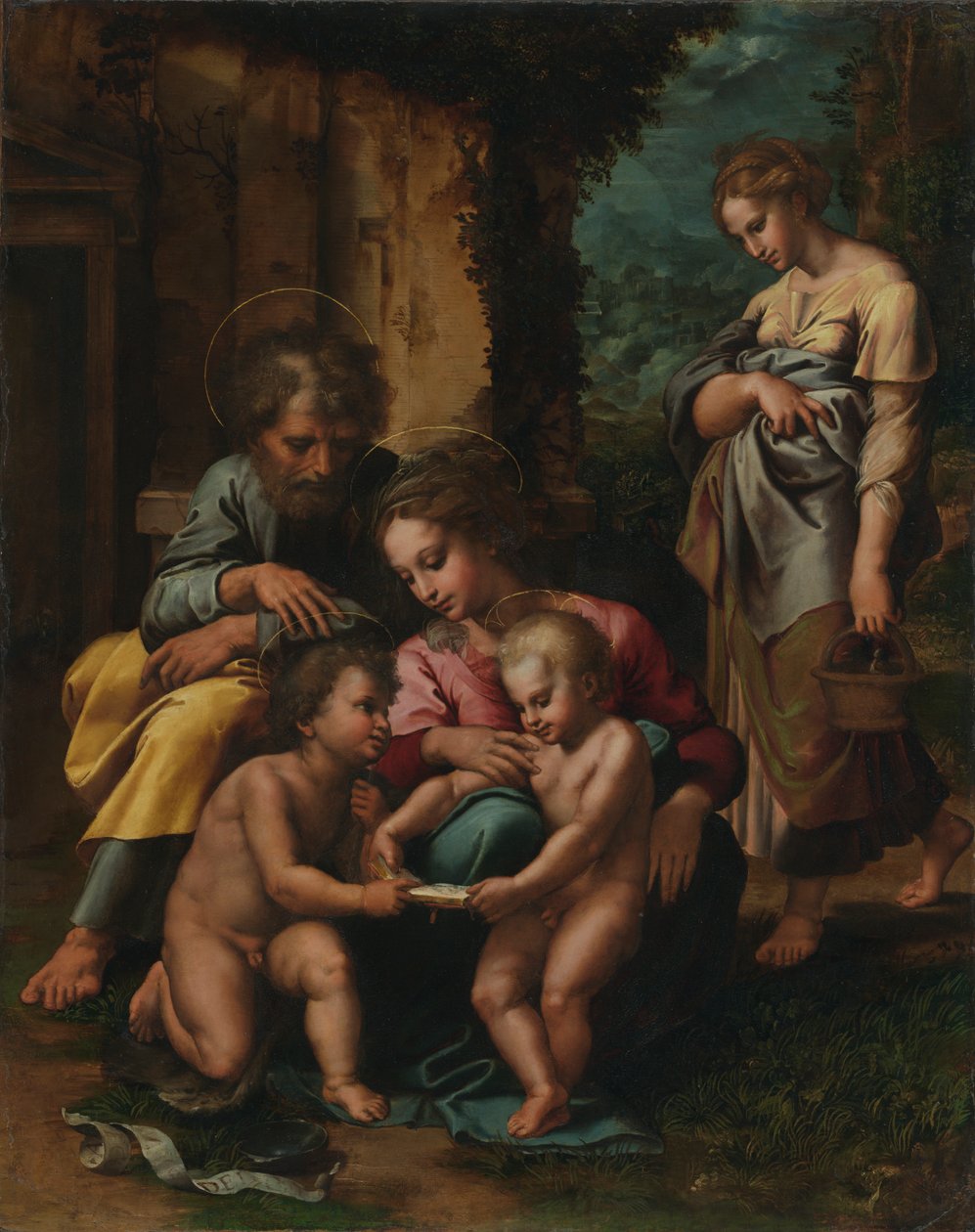 De Heilige Familie door Giulio Romano