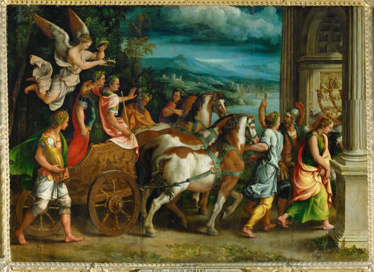 Triomf van Titus en Vespasianus ... door Giulio Romano
