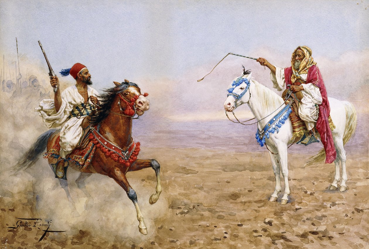 Arabische ruiters door Giulio Rosati