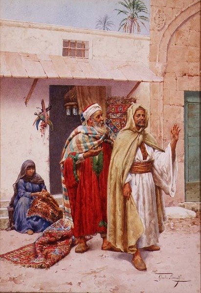 De tapijtenverkoper door Giulio Rosati