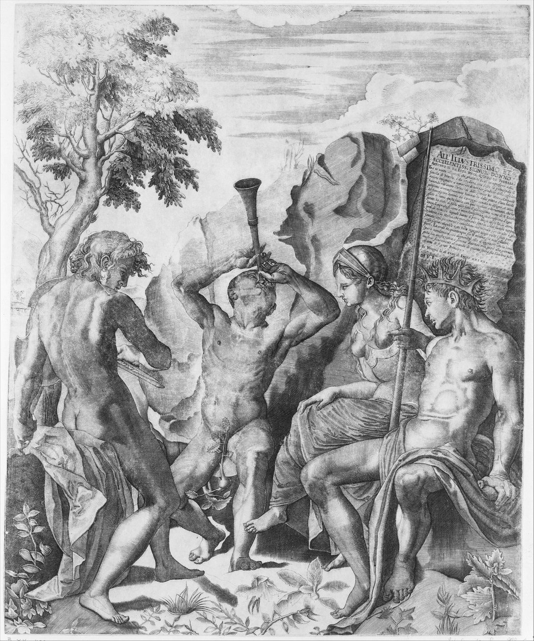 De Wedstrijd van Apollo en Marsyas en het Oordeel van Midas door Giulio Sanuto