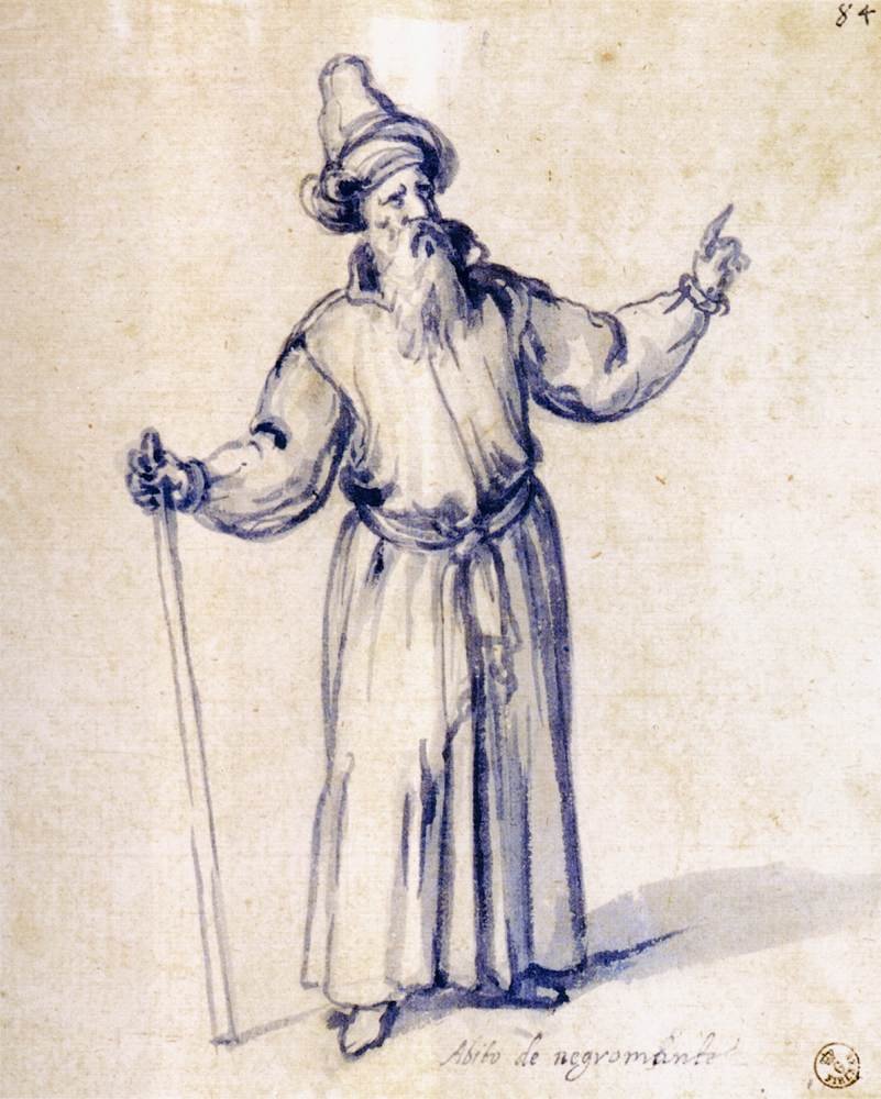 Kostuumtekening voor een necromancer door Giuseppe Arcimboldo