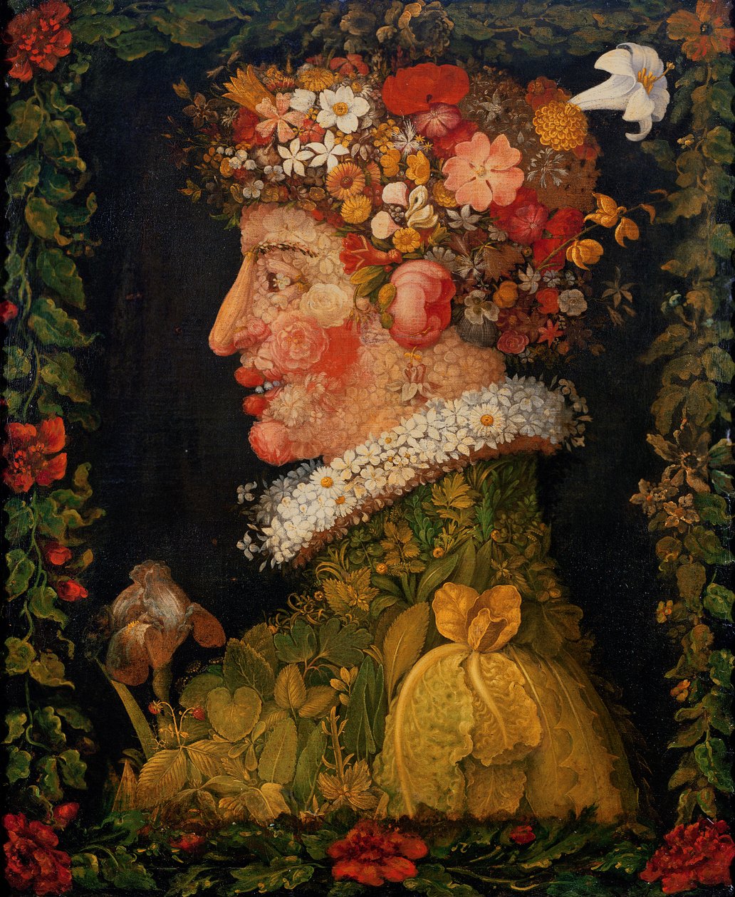 Lente, uit een serie die de vier seizoenen afbeeldt, 1573 door Giuseppe Arcimboldo
