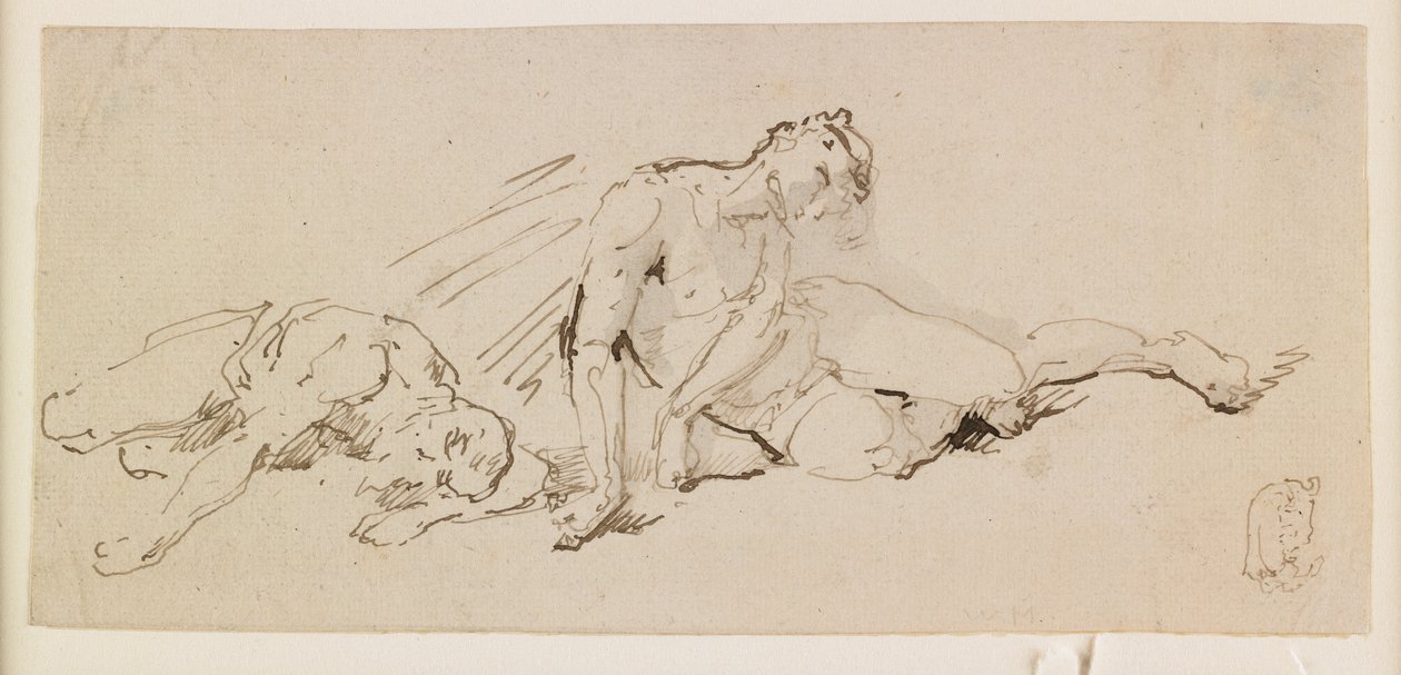 Twee mannelijke figuren (studie voor de opstanding) door Giuseppe Bernardino Bison
