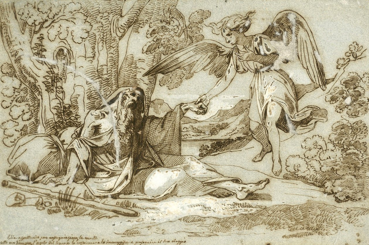 Elia wacht met berusting op de dood door Giuseppe Bezzuoli