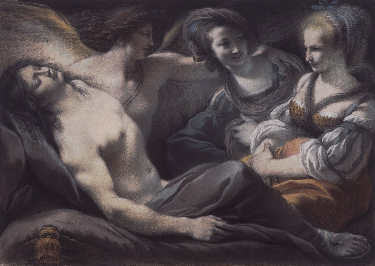 Armida kijkt naar de slapende Rinaldo door Giuseppe Cades