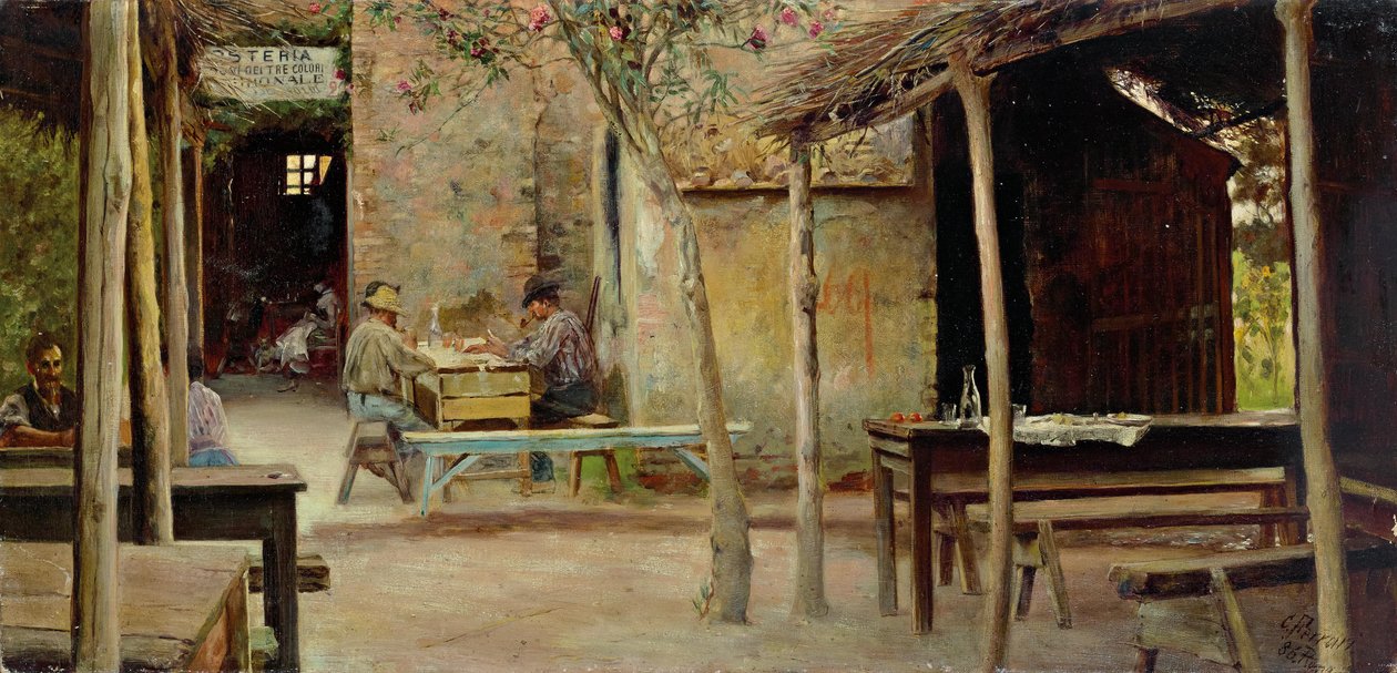 Interieur van een osteria door Giuseppe Ferrari