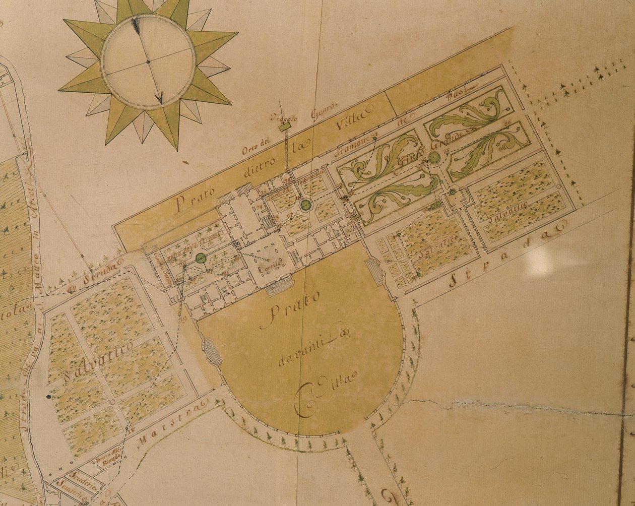 Plan van de Villa del Poggio Imperiale door Giuseppe Ruggieri