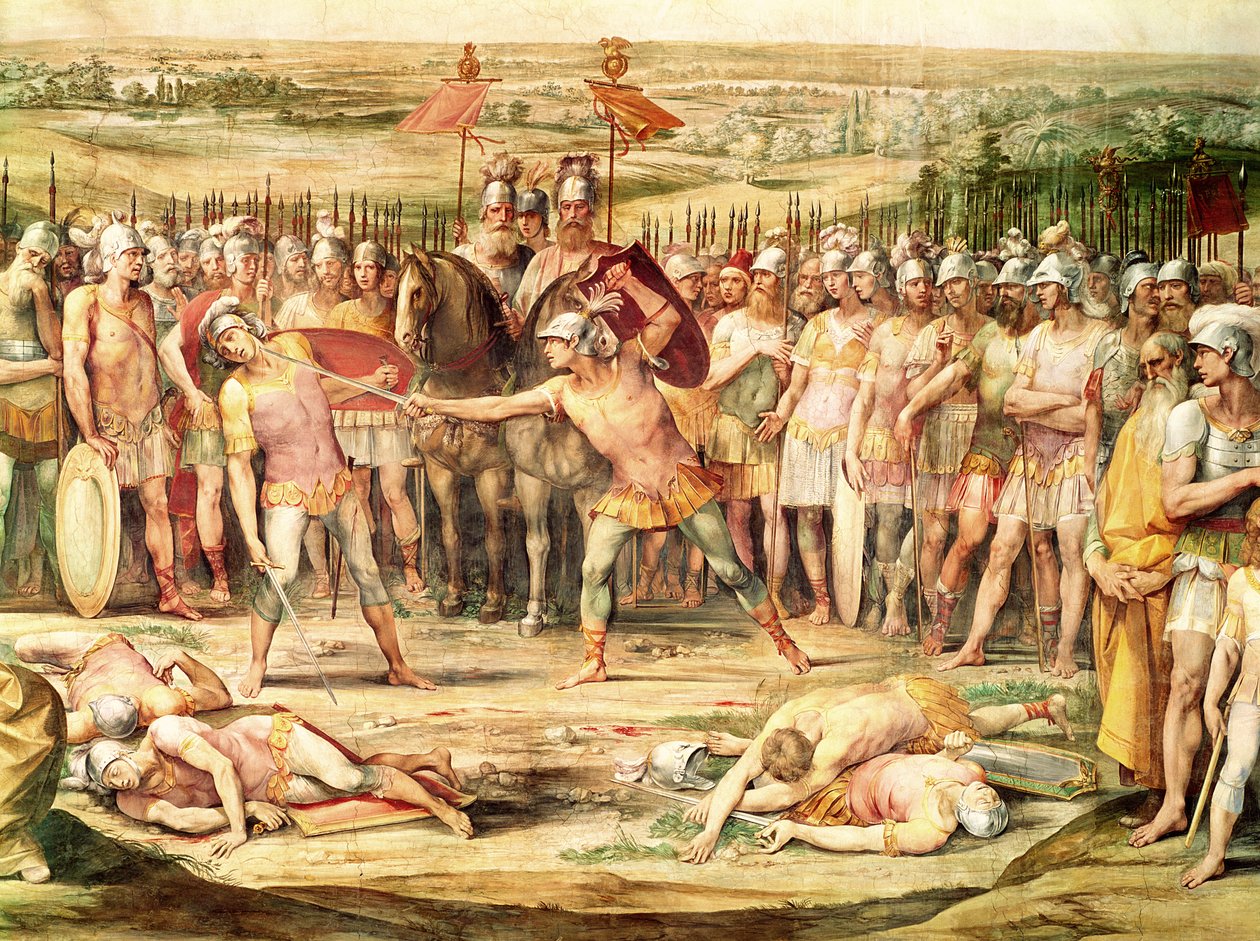 Slag tussen de Horatii en de Curiatii door Giuseppe Cesari