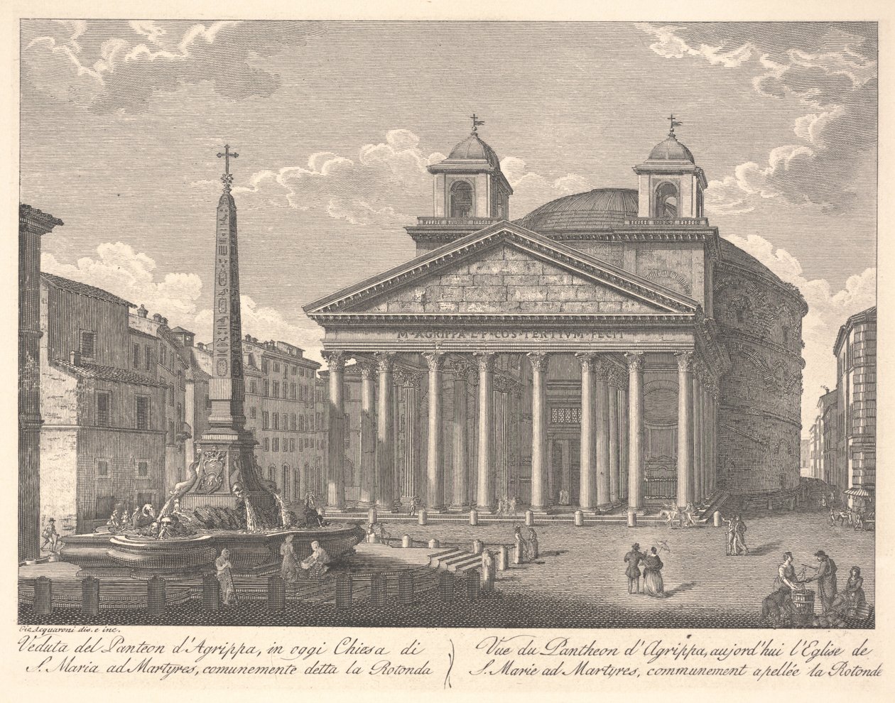 Uitzicht op het Pantheon van Agrippa door Giuseppe Acquaroni