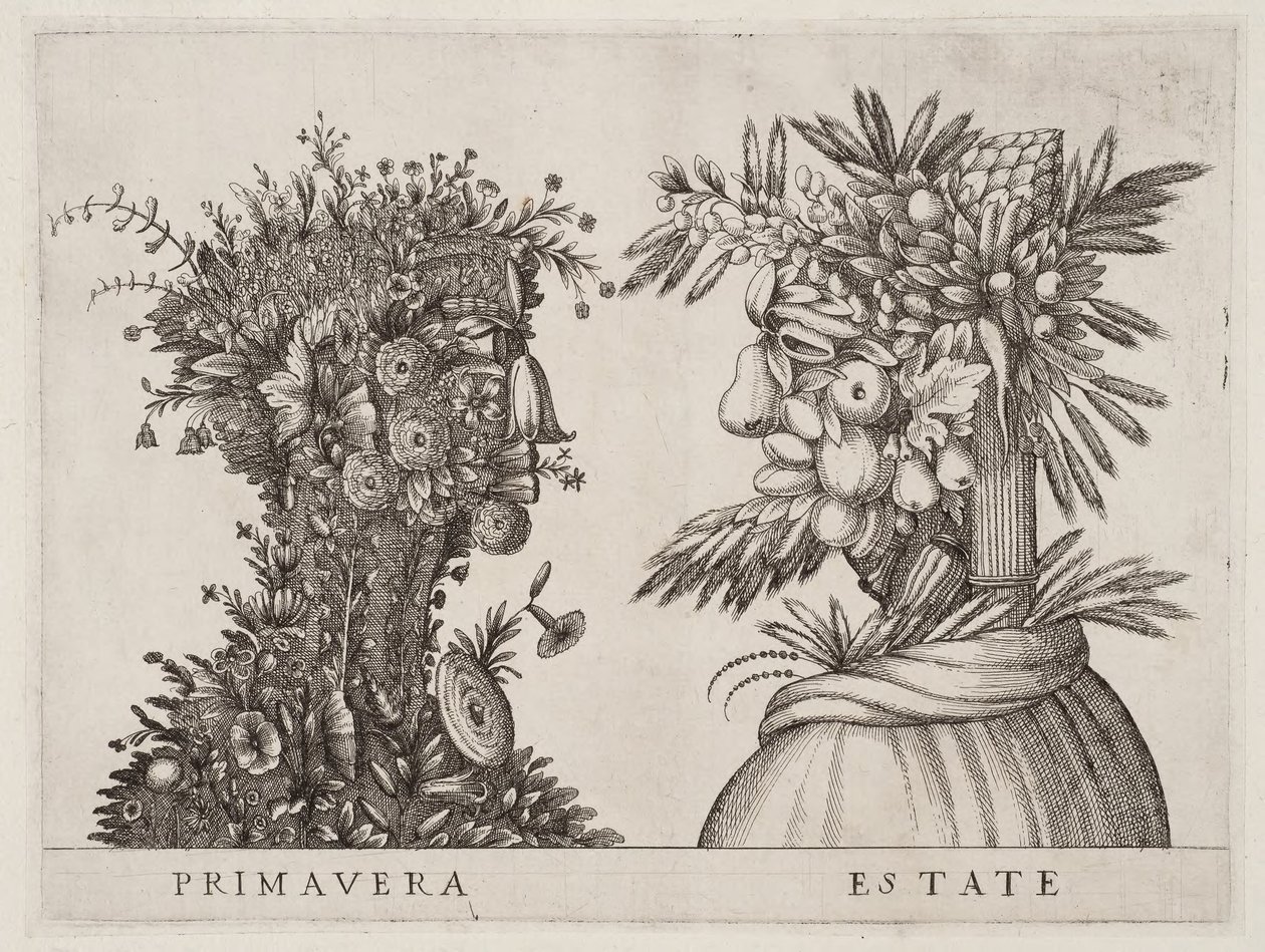 De vier jaargetijden "Lente Zomer" door Giuseppe Arcimboldo