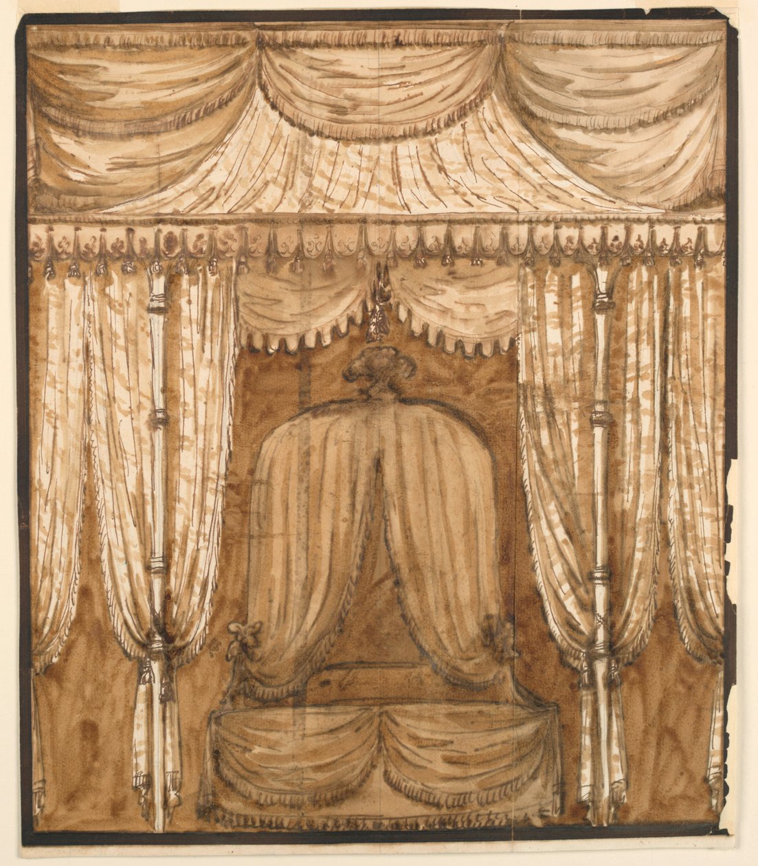Tekening, Uitsnede van een bed alkoof, ca. 1790 door Giuseppe Barberi