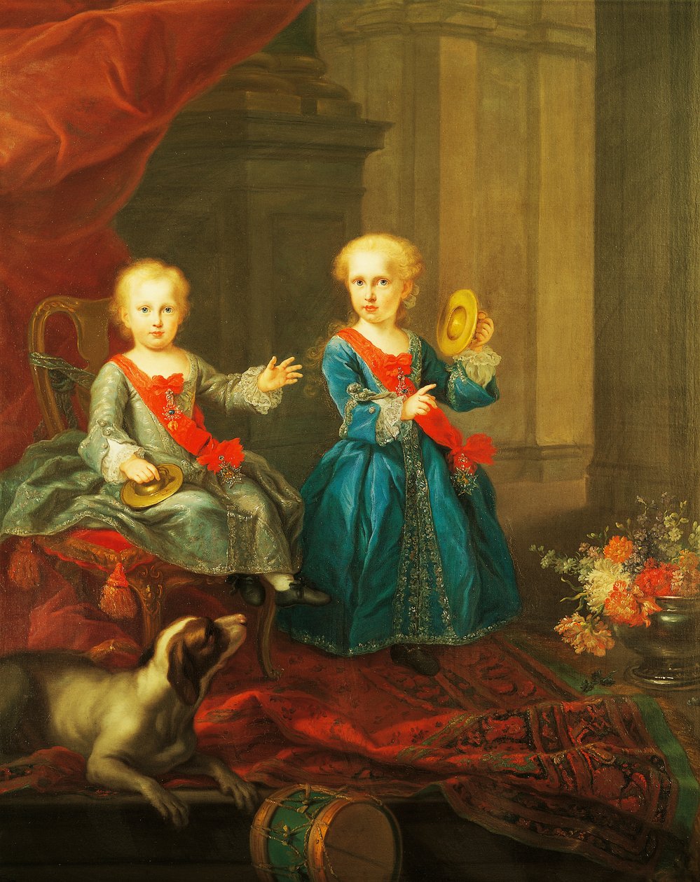Dochters van Karel III van Bourbon, koning van Napels en Twee Siciliën en Maria Amelia van Saksen, Koningin van Twee Siciliën door Giuseppe Bonito