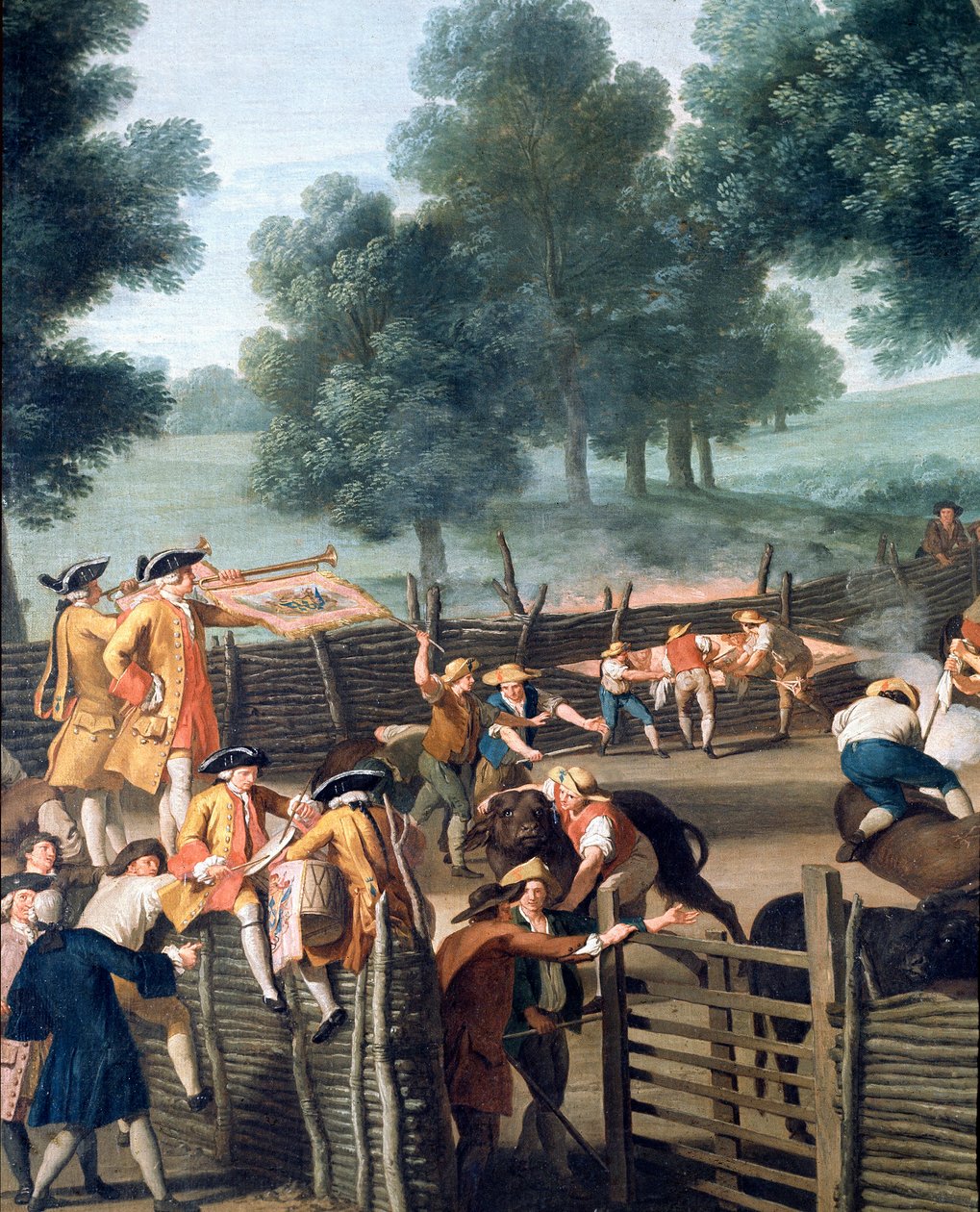 Vee-brandmerken nabij Rome. Het publiek van de aristocraten, detail door Giuseppe Bottani