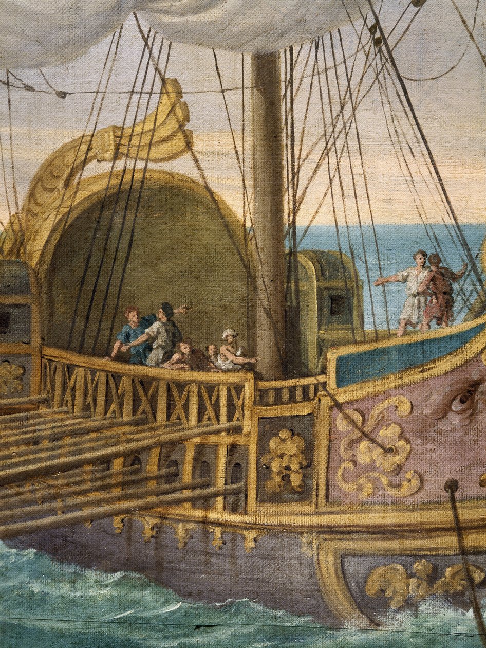 Sint Paula (Santa Paola Romana, 347-406,) vertrekt naar het Heilige Land, detail van de boot door Giuseppe Bottani