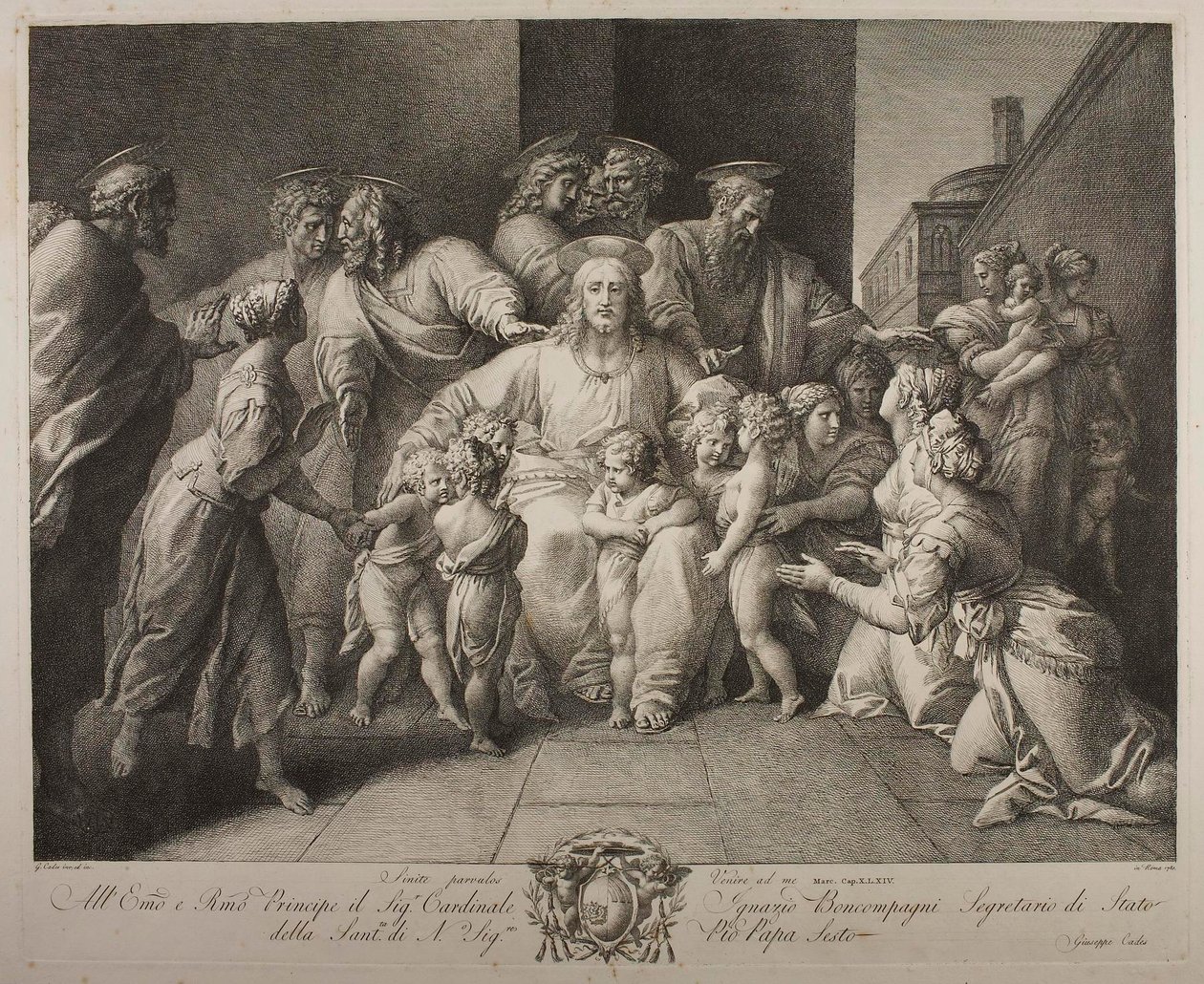 Christus zegent de kinderen door Giuseppe Cades