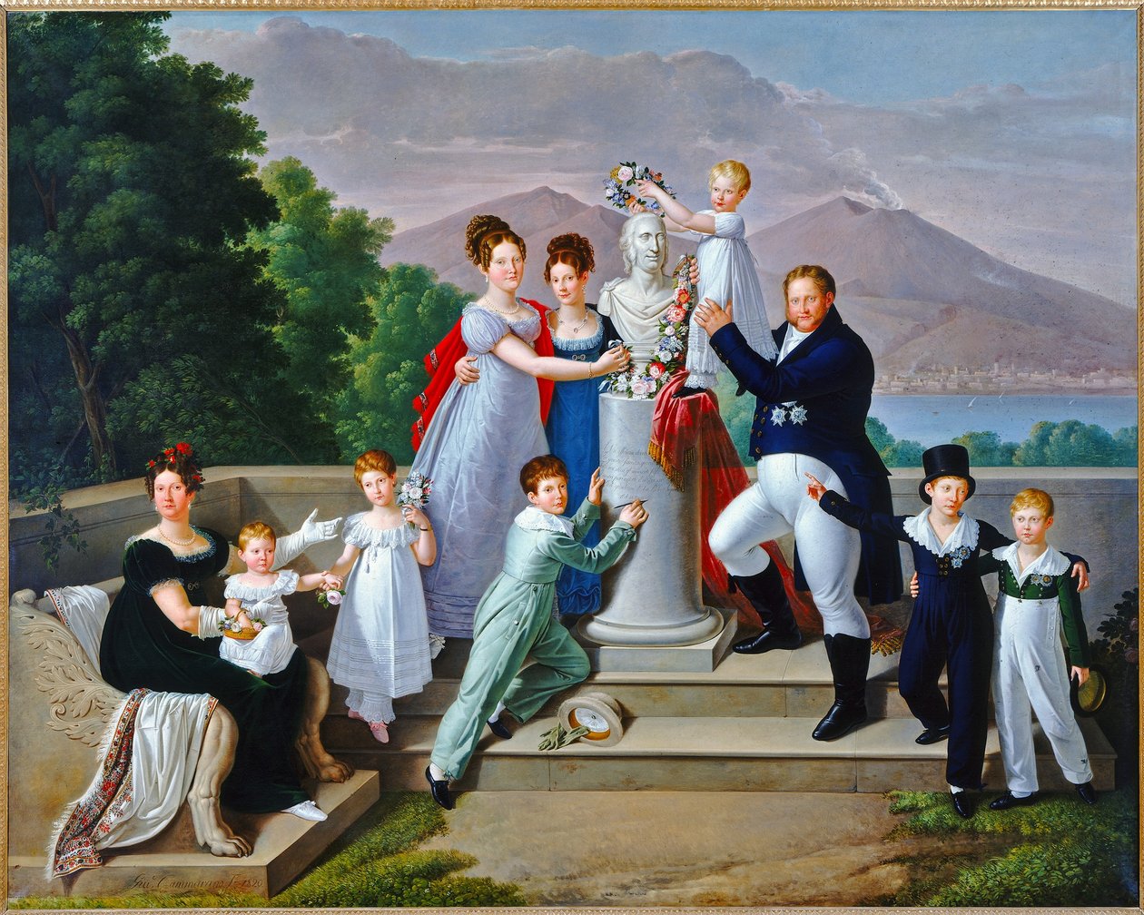 Italiaans: Portret van Franciscus I Franciscus I en zijn familie door Giuseppe Cammarano