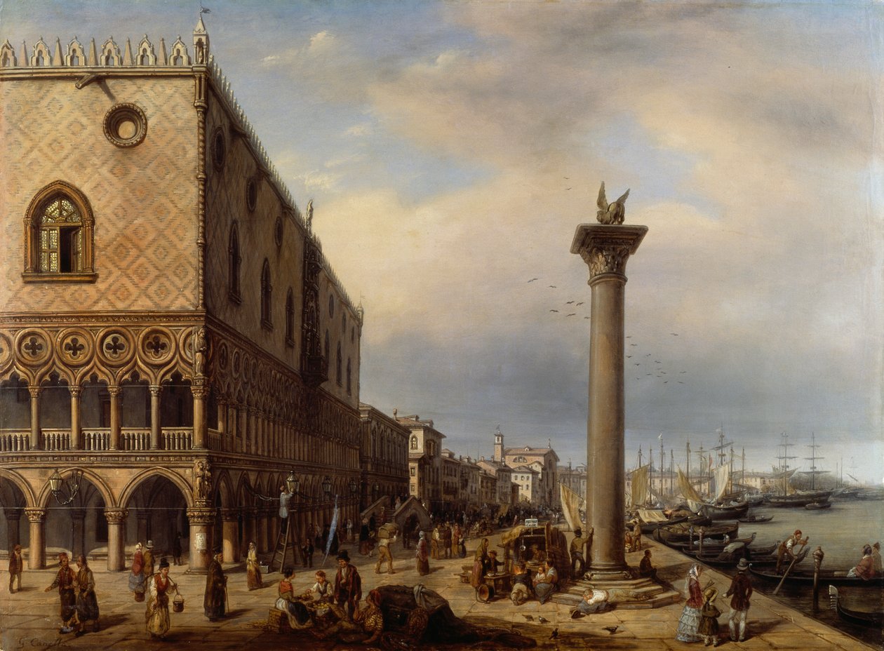 Riva degli Schiavoni (promenade) in Venetië door Giuseppe Canella