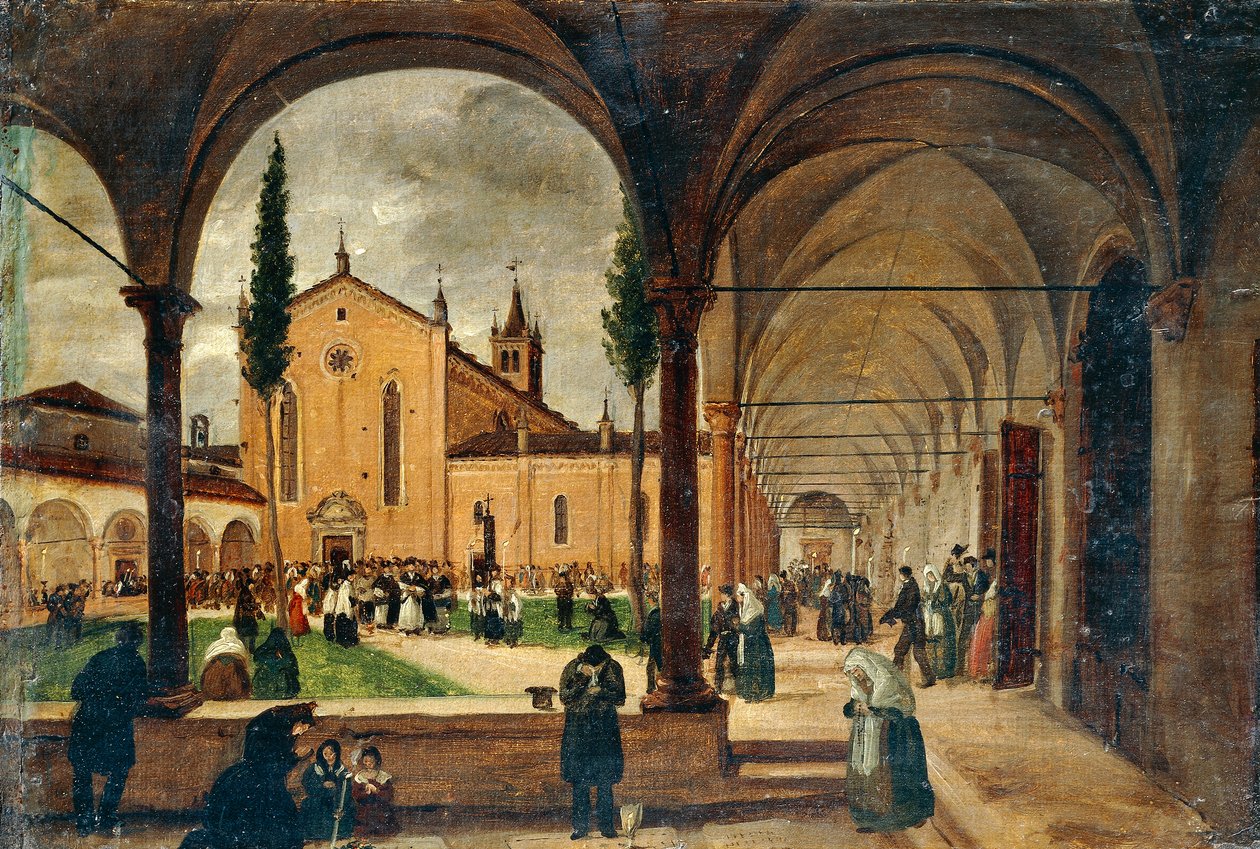 Het klooster van St Bernardino, door Giuseppe Canella door Giuseppe Canella