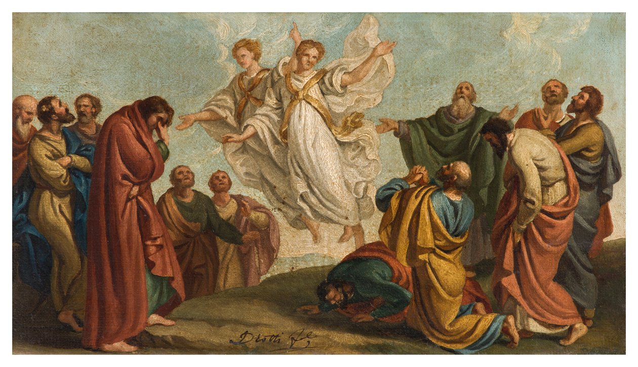 Schets, Verschijning van Engelen aan de Apostelen na de Hemelvaart door Giuseppe Diotti
