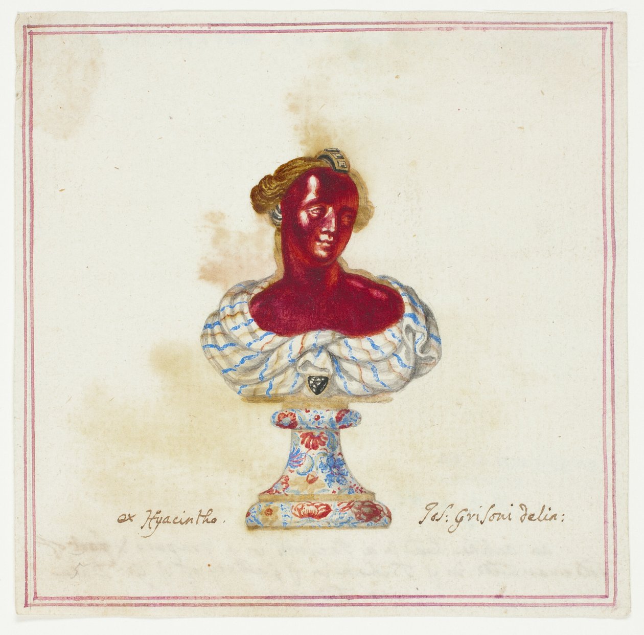 Schets van Juwelen Antieke Buste in de Medici Collectie, Florence door Giuseppe Grisoni