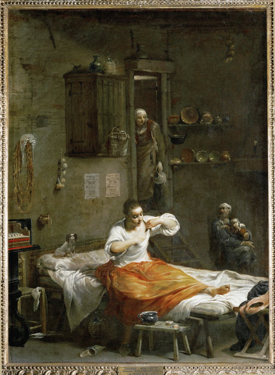 La femme a la puce - Op zoek naar vlooien ... door Giuseppe Maria (1665 1747) Crespi