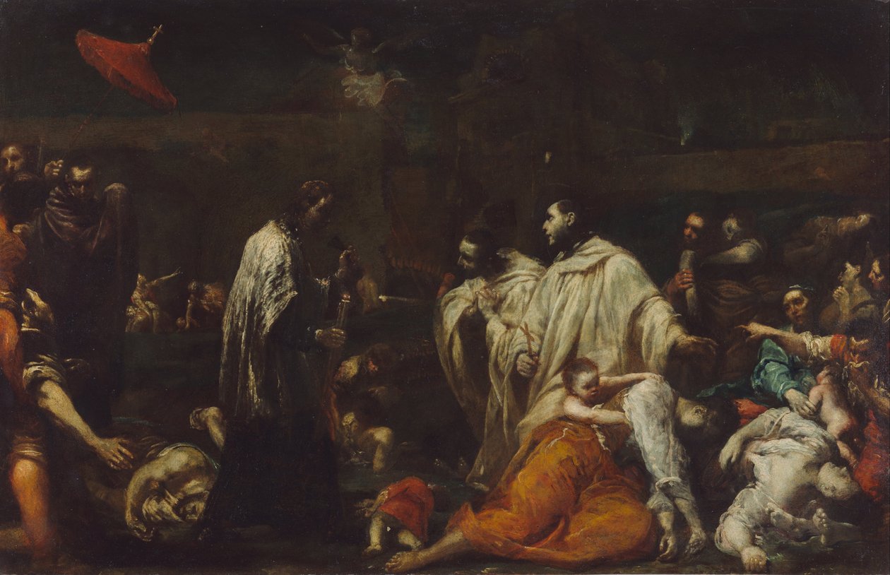 Bernard Tolomei en de pest in Siena door Giuseppe Maria Crespi