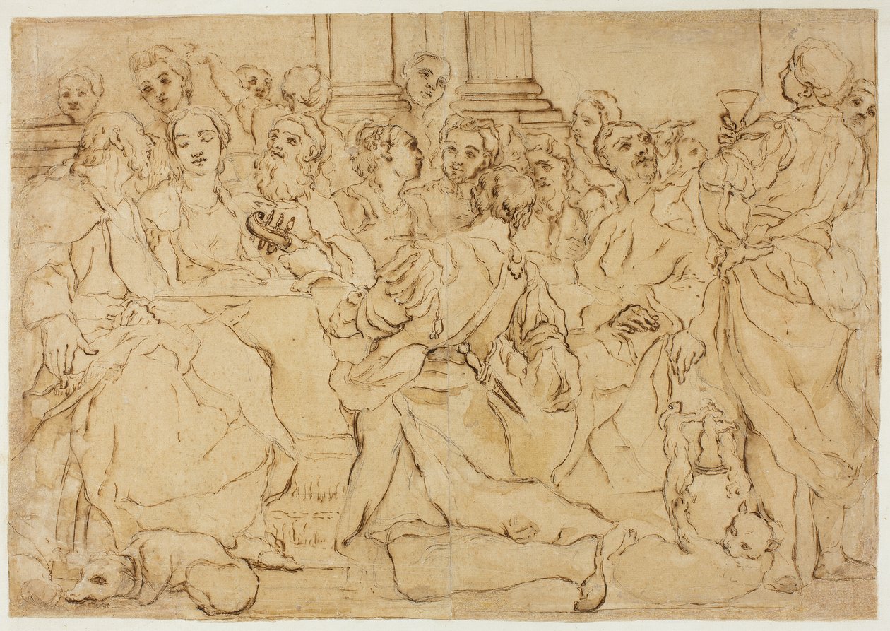 Studie voor de bruiloft te Kana door Giuseppe Maria Crespi