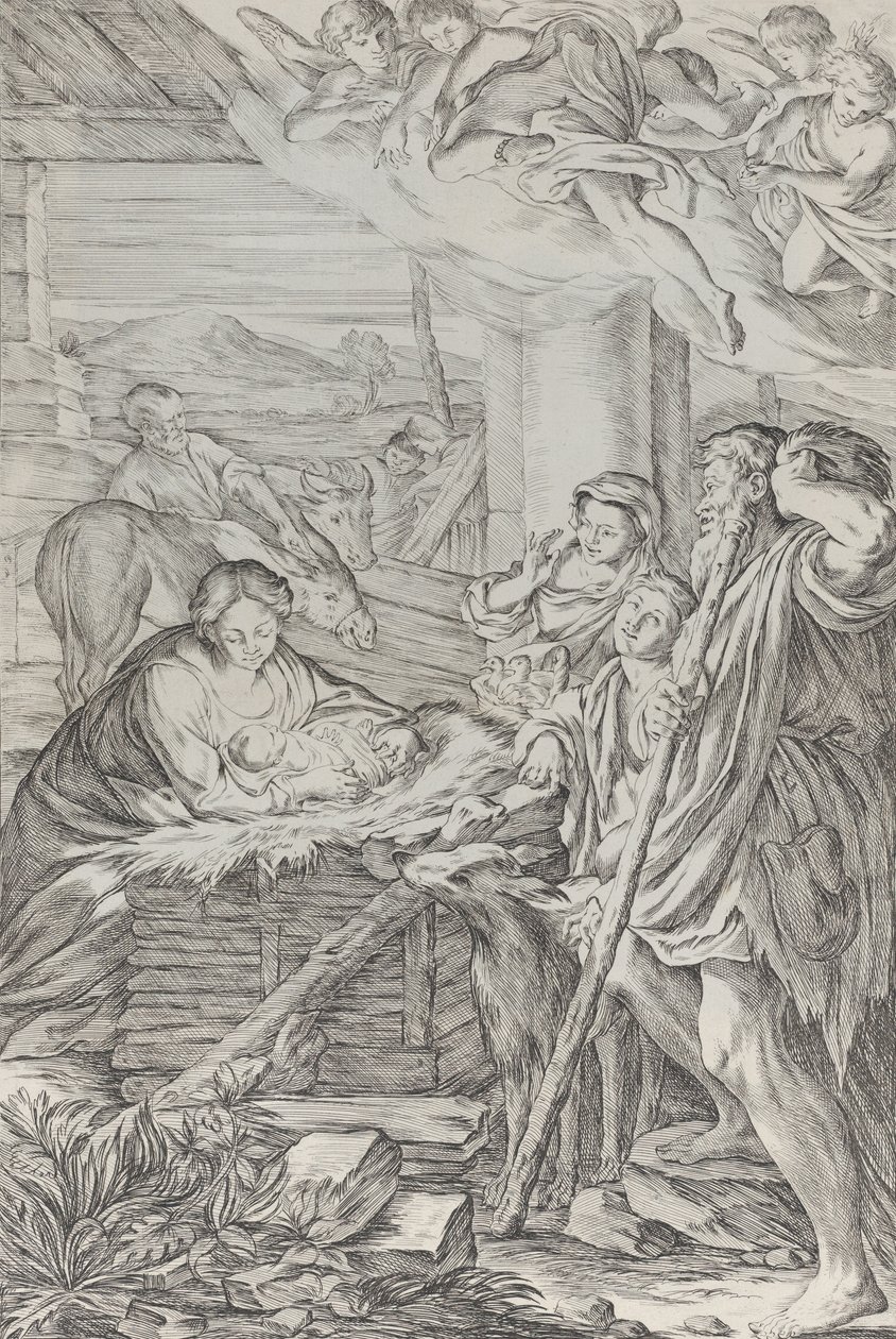 Aanbidding van de herders, 1654-1718 door Giuseppe Maria Mitelli