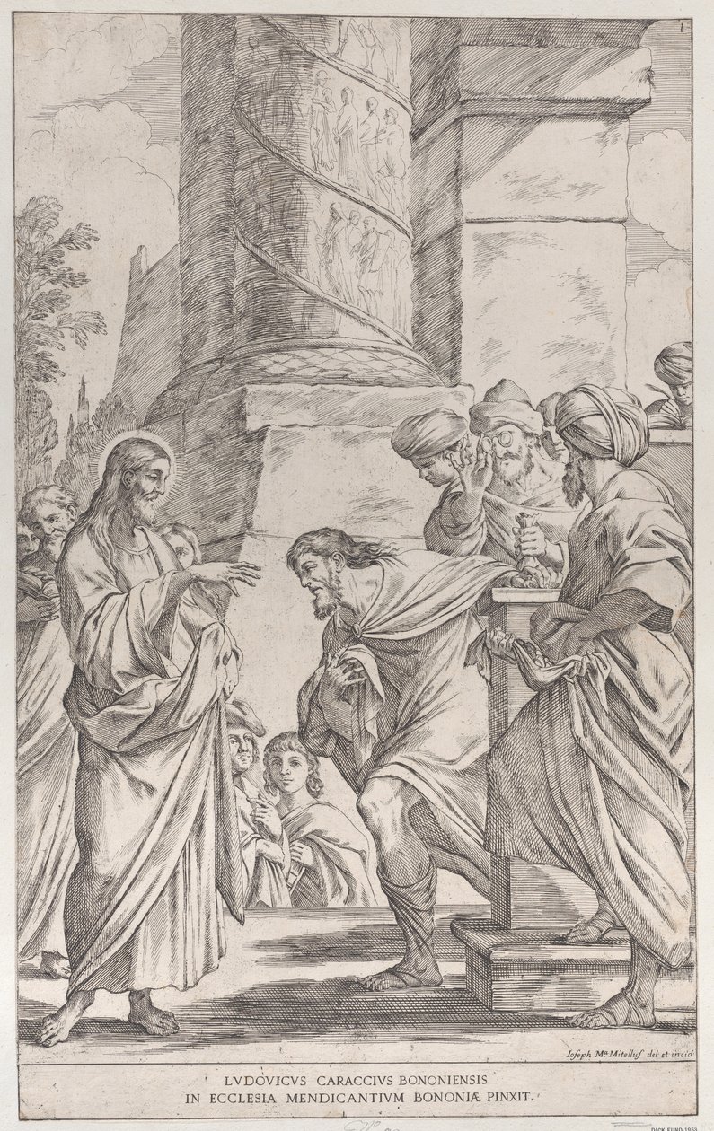 Plaat 1: de Roeping van Sint Mattheüs, 1678 door Giuseppe Maria Mitelli