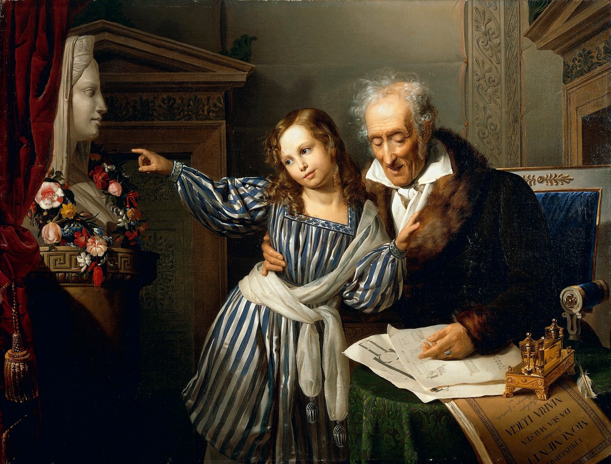 Oude man wijst Maria Luigia