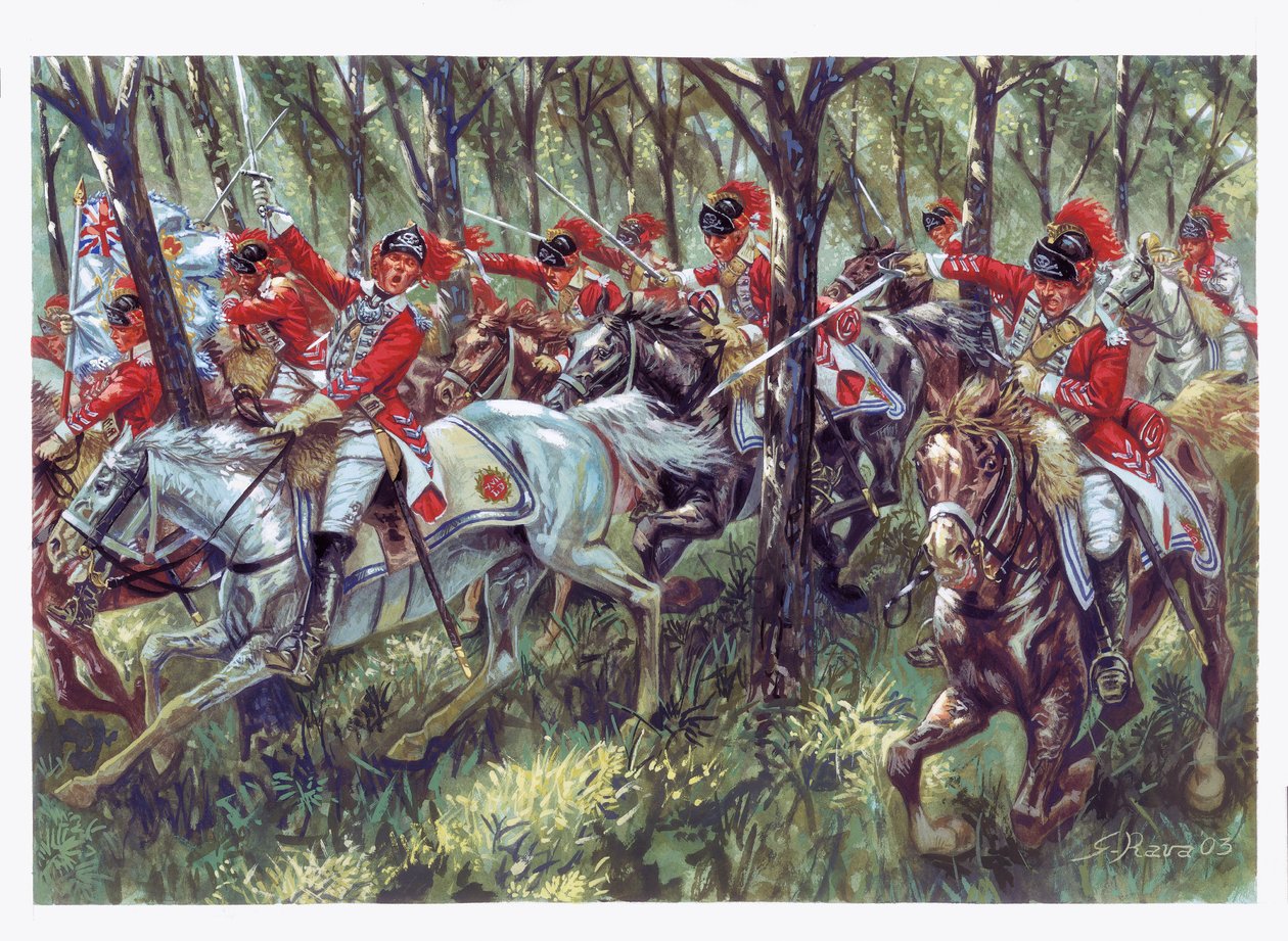 Amerikaanse Onafhankelijkheidsoorlog (1775-1783): de aanval van de Amerikaanse kolonisten - Illustratie door Giuseppe Rava door Giuseppe Rava