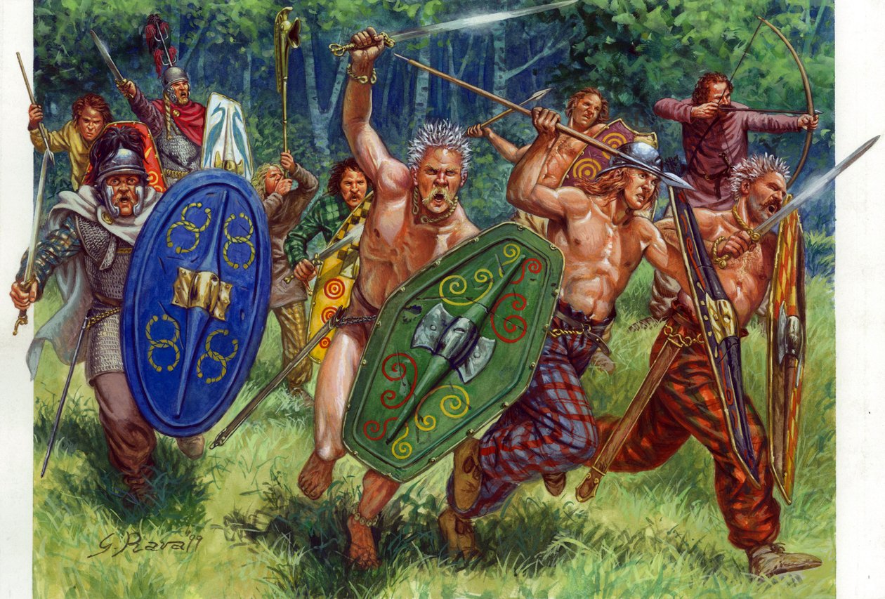 Oudheid: de aanval van Gallische krijgers - Illustratie door Giuseppe Rava door Giuseppe Rava