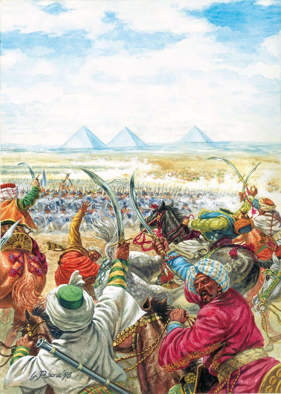 Campagne (Expeditie) van Egypte (1798-1801): de Slag bij de Piramides op 21/07/1798 door Giuseppe Rava